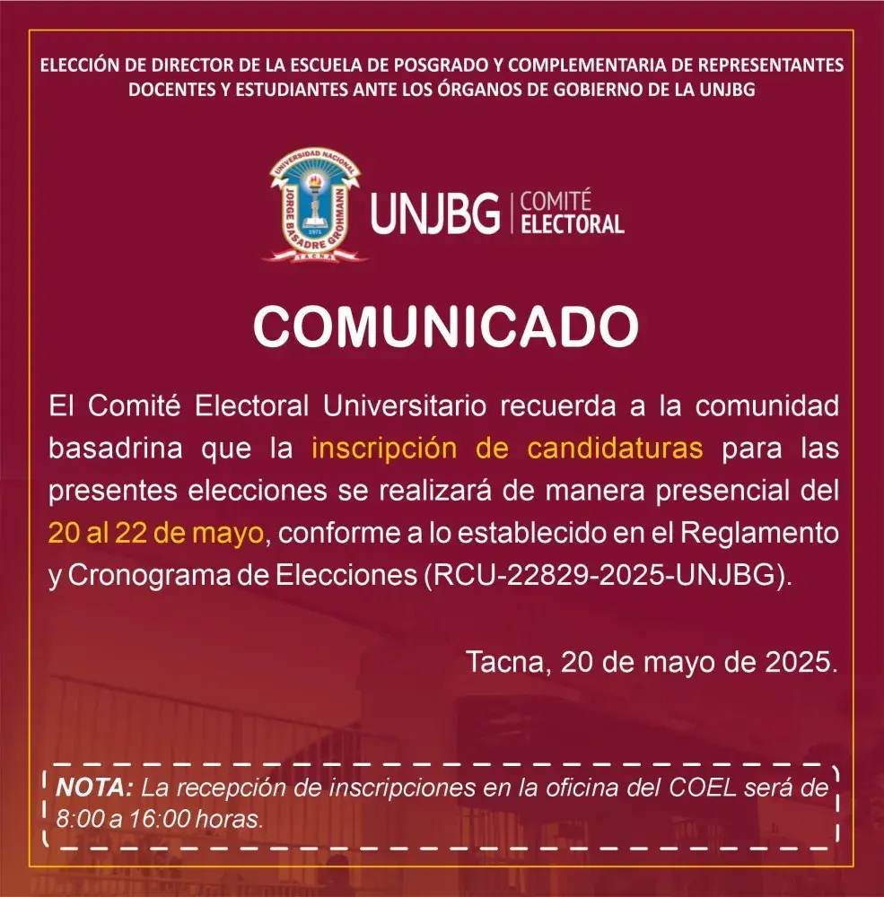 COMUNICADO -  INSCRIPCION DE CANDIDATURAS